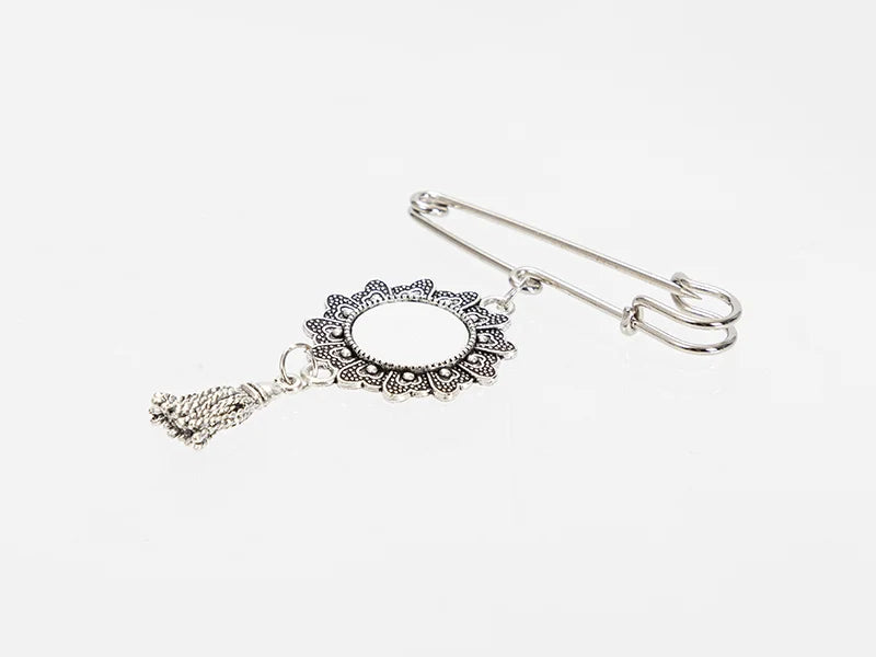 Sublimation Blanks Pin Brooch Charm w/ Tassel Pendant (Lacey, 5.5*7cm)