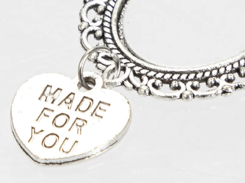 Sublimation Blanks Oval Name Badge w/ Heart Pendant (Silver)