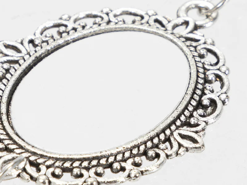 Sublimation Blanks Oval Name Badge w/ Heart Pendant (Silver)