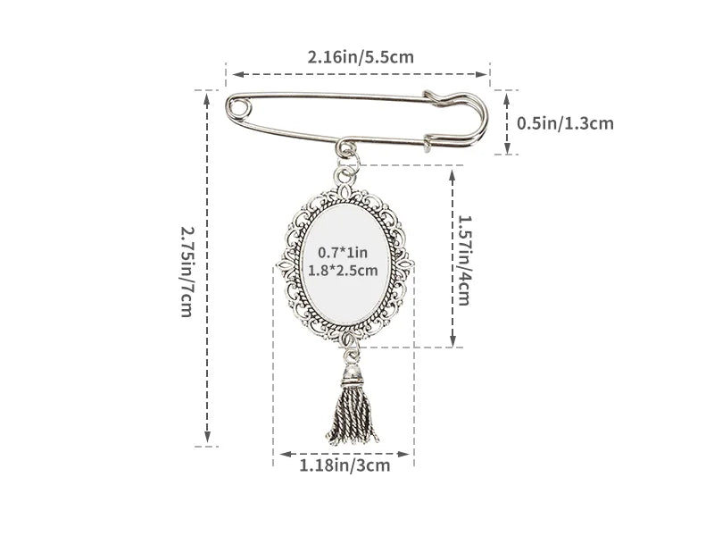 Sublimation Blanks Oval Name Badge w/ Tassel Pendant (Silver)