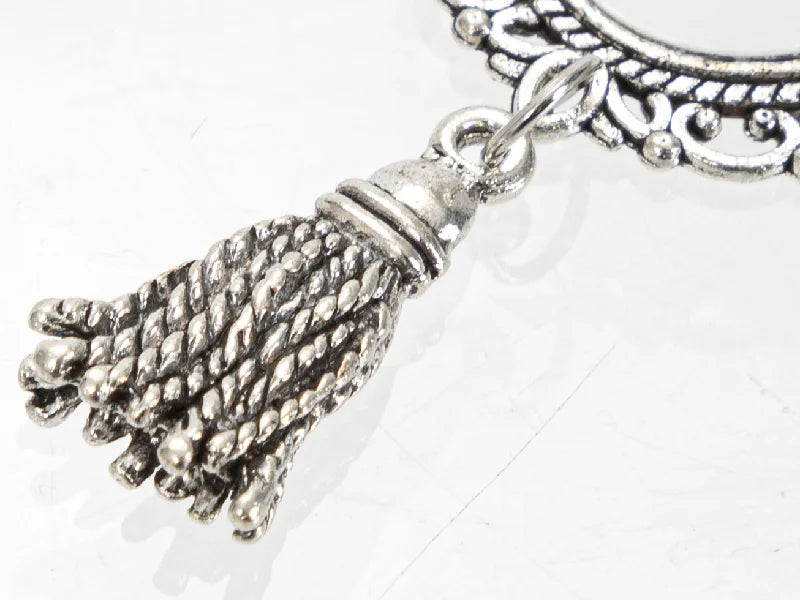 Sublimation Blanks Oval Name Badge w/ Tassel Pendant (Silver)