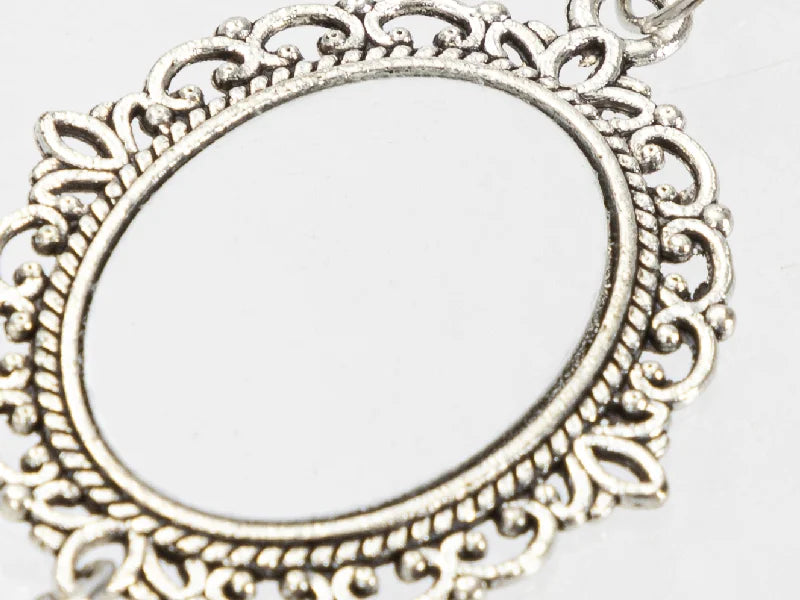 Sublimation Blanks Oval Name Badge w/ Tassel Pendant (Silver)