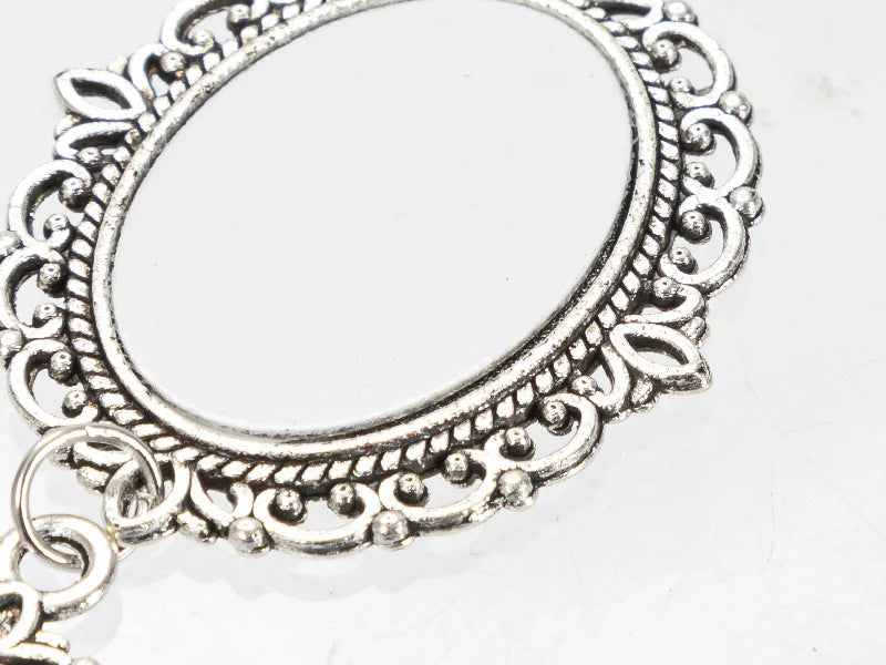 Sublimation Blanks Oval Name Badge w/ Tassel Pendant (Silver)