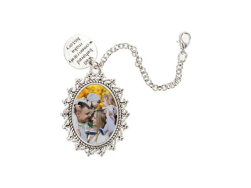 Sublimation Blanks Pin Brooch Charm w/ Round Pendant (Oval, 1.8*2.5cm)