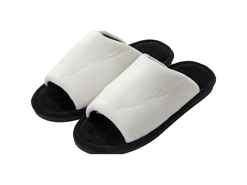 Sublimation Adult Fuzzy Slippers (White/Black, 44-45#)