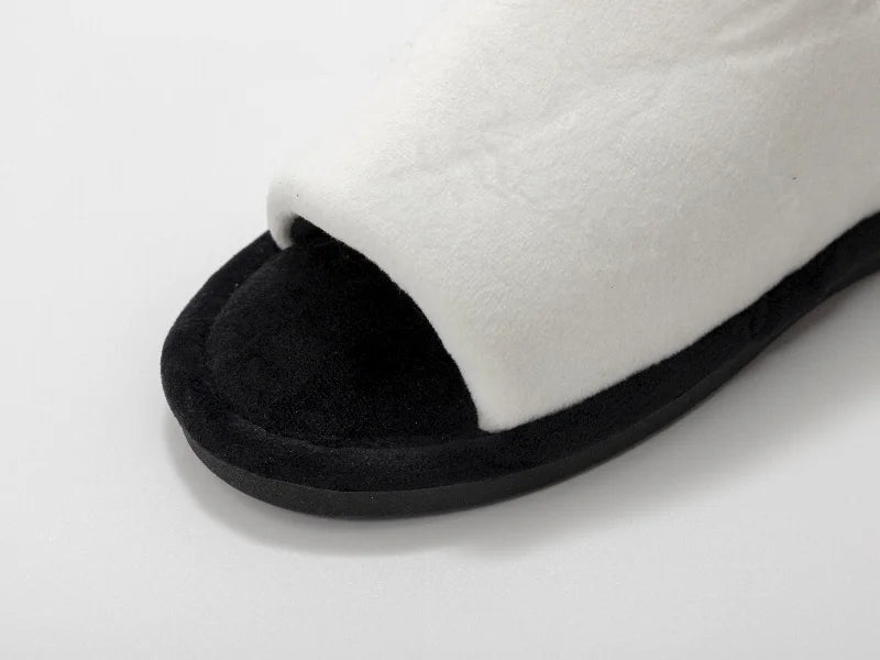 Sublimation Adult Fuzzy Slippers (White/Black, 44-45#)