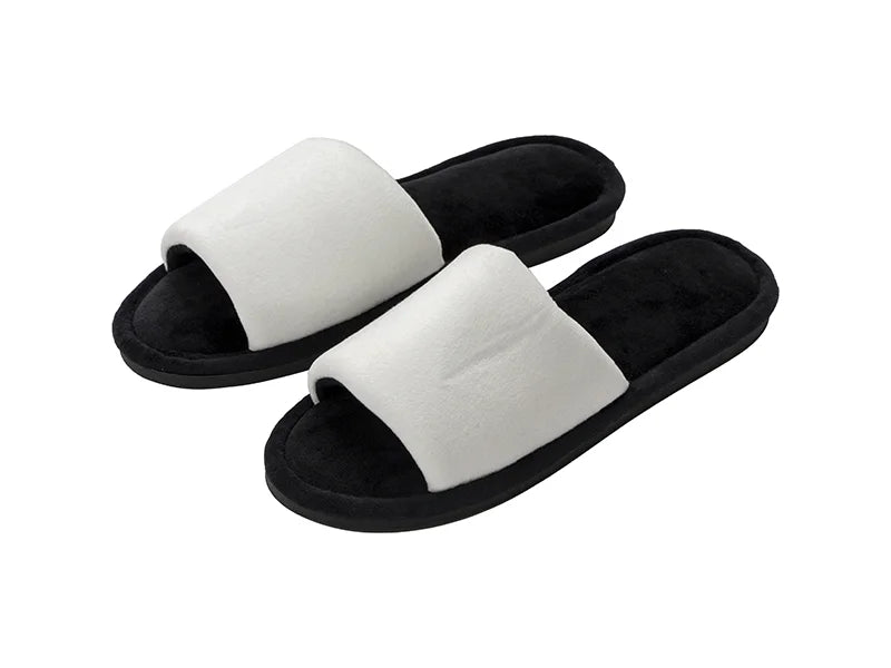 Sublimation Adult Fuzzy Slippers  (White/Black, 38-39#)