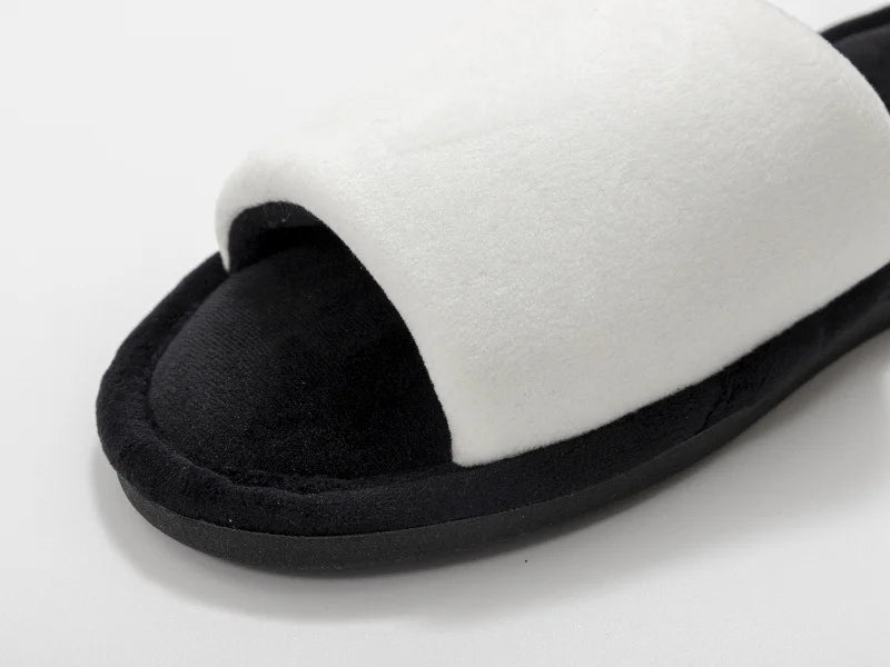 Sublimation Adult Fuzzy Slippers  (White/Black, 38-39#)