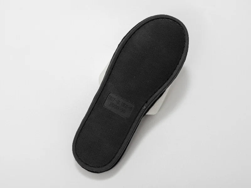 Sublimation Adult Fuzzy Slippers  (White/Black, 38-39#)