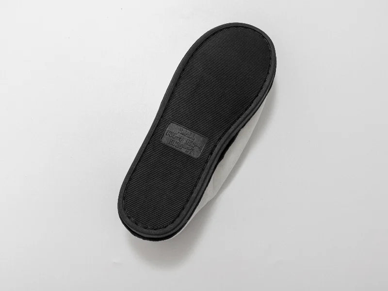 Sublimation Adult Fuzzy  Close Toe Slippers (White/Black, 36-37#)
