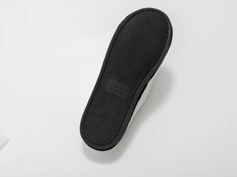 Sublimation Adult Fuzzy  Close Toe Slippers (White/Black, 42-43#)