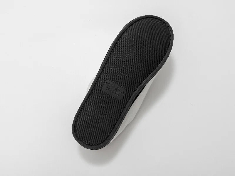 Sublimation Adult Fuzzy  Close Toe Slippers (White/Black, 44-45#)