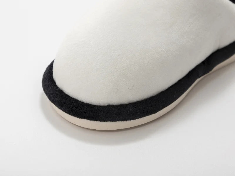 Sublimation Kids Fuzzy  Close Toe Slippers (White/Black, 30-31#)
