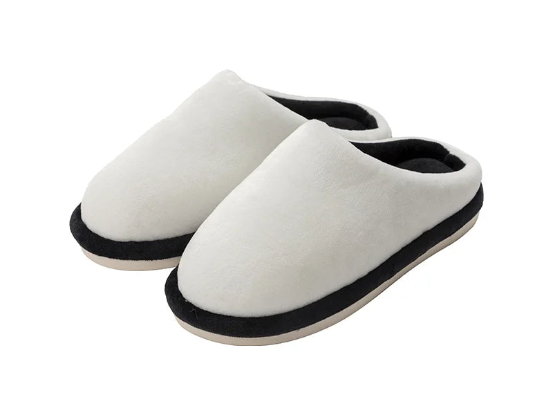 Sublimation Kids Fuzzy  Close Toe Slippers  (White/Black, 34-35#)