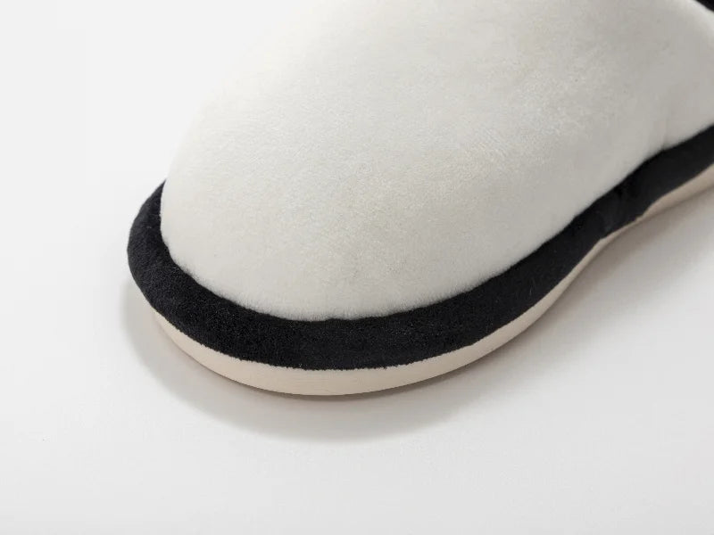 Sublimation Kids Fuzzy  Close Toe Slippers  (White/Black, 34-35#)