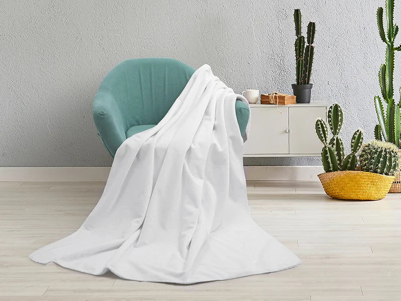 Arctic Fleece Lined Sublimation Microfiber Blanket(Full White, 127*152cm/50inchx 60inch)
