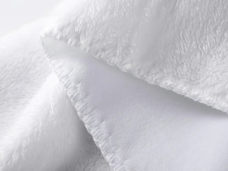 Arctic Fleece Lined Sublimation Microfiber Blanket(Full White, 127*152cm/50inchx 60inch)
