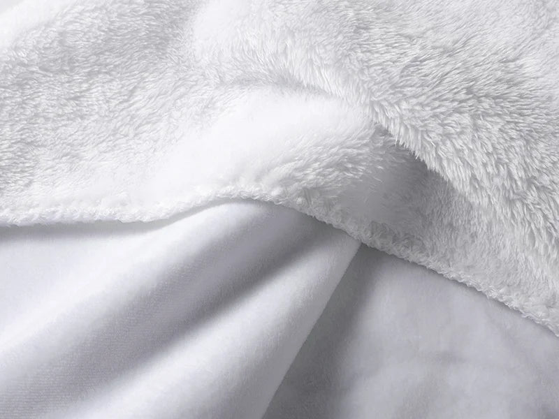 Arctic Fleece Lined Sublimation Microfiber Blanket(Full White, 127*152cm/50inchx 60inch)