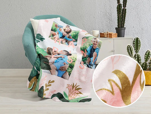 Gold Glitter Sublimation Minky Blanket(White, 76*101cm/30inchx 40inch)