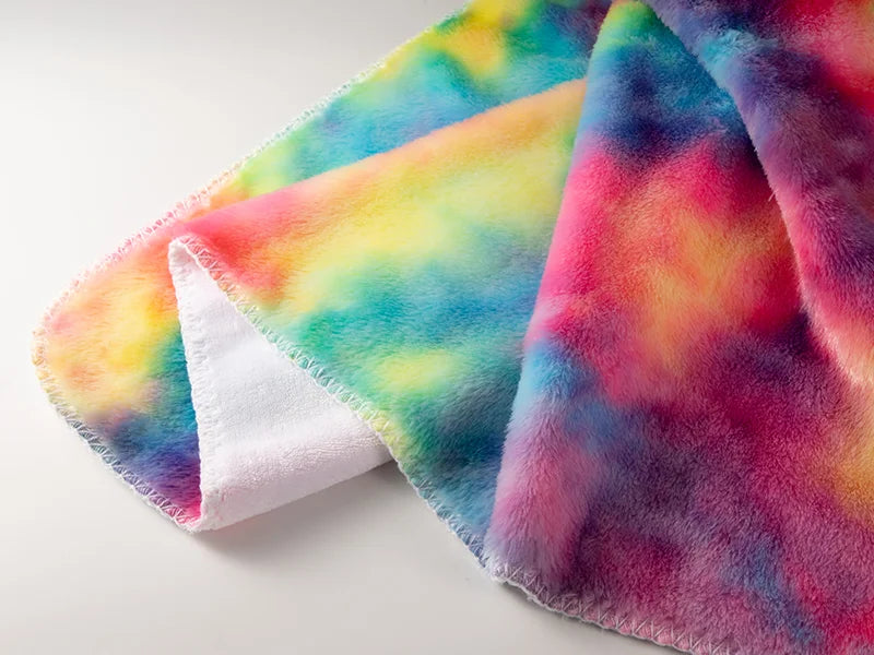 Tie Dyed PV Fleece Lined Sublimation Minky Blanket(White, 76*101cm/30inchx 40inch)