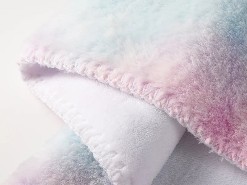 Tie Dyed Faux Fur Lined Sublimation Minky Blanket(White, 76*101cm/30inchx 40inch)