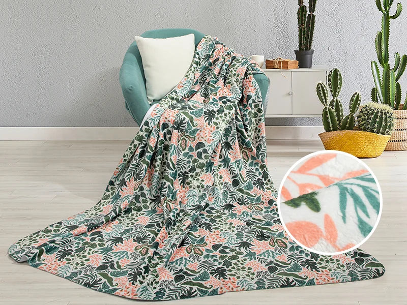 Tie Dyed Faux Fur Lined Sublimation Minky Blanket(White, 152*203cm/60inchx 80inch)
