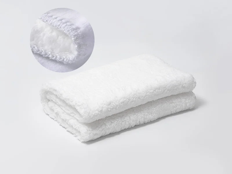 Sherpa Lined Sublimation Minky Blanket(Full White, 76*101cm/30inchx 40inch)