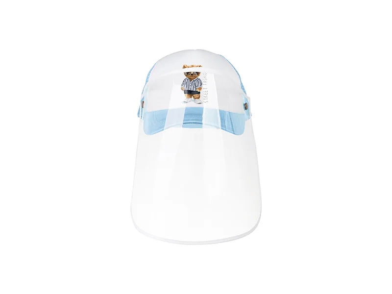 Sublimation Adult Mesh Cap w/ Removable Face Shield (Light Blue)