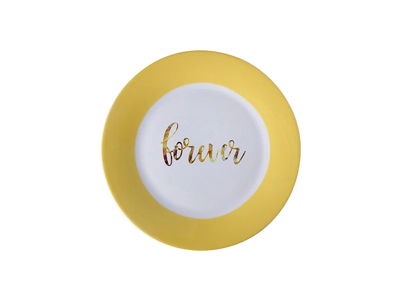 Sublimation 8inch Rim Plate w/ Yellow Edge