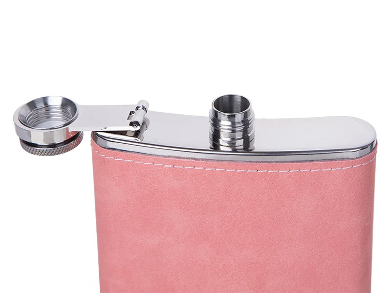 Sublimation 8oz/240ml Stainless Steel Flask with PU Cover (Pink)