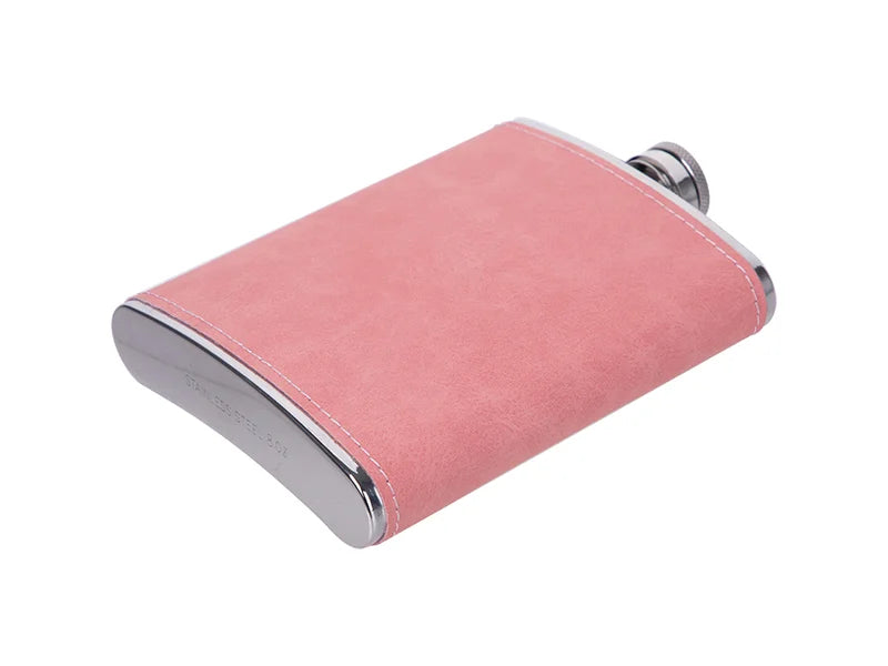 Sublimation 8oz/240ml Stainless Steel Flask with PU Cover (Pink)