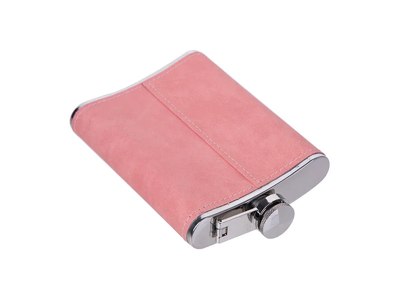 Sublimation 8oz/240ml Stainless Steel Flask with PU Cover (Pink)