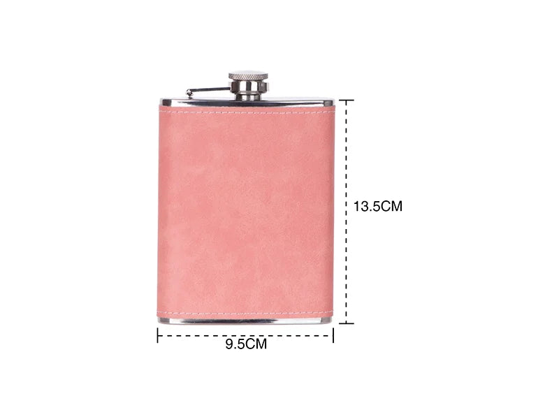 Sublimation 8oz/240ml Stainless Steel Flask with PU Cover (Pink)