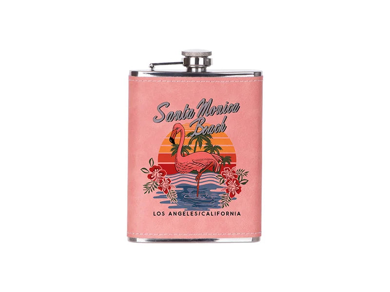 Sublimation 8oz/240ml Stainless Steel Flask with PU Cover (Pink)