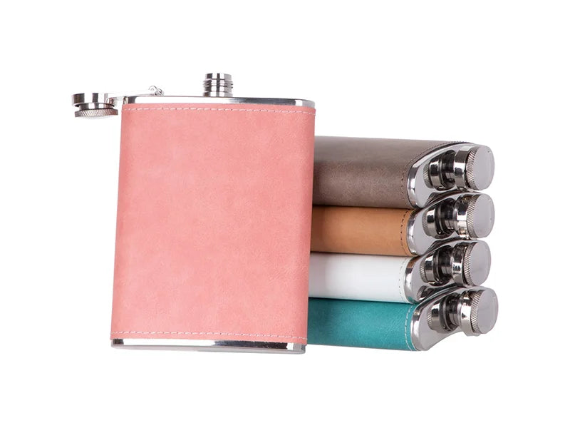 Sublimation 8oz/240ml Stainless Steel Flask with PU Cover (Light Brown)