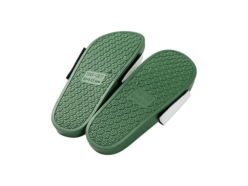 Adult Slippers w/ Sublimation PU Leather ( Green Sole)
