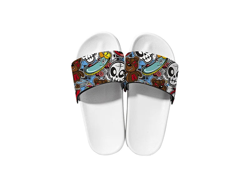 Adult Slippers w/ Sublimation PU Leather ( White Sole)