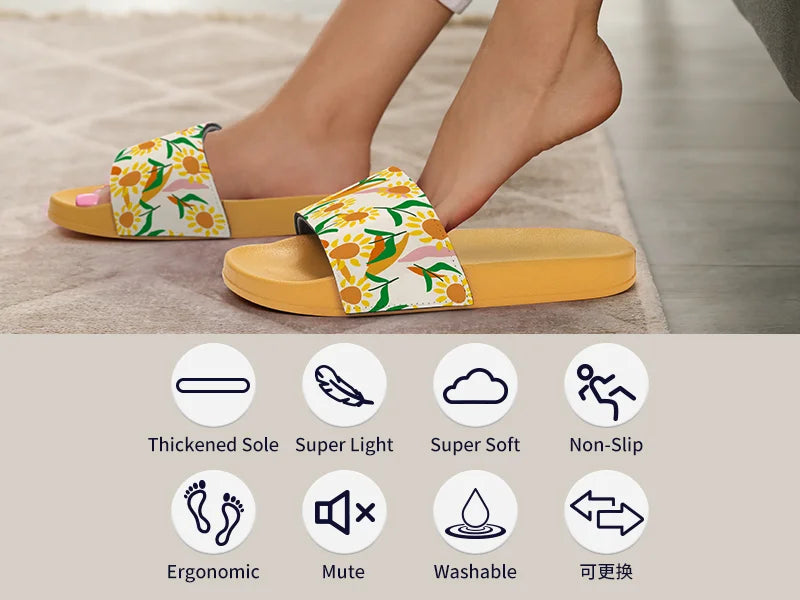 Adult Slippers w/ Sublimation PU Leather ( Green Sole)