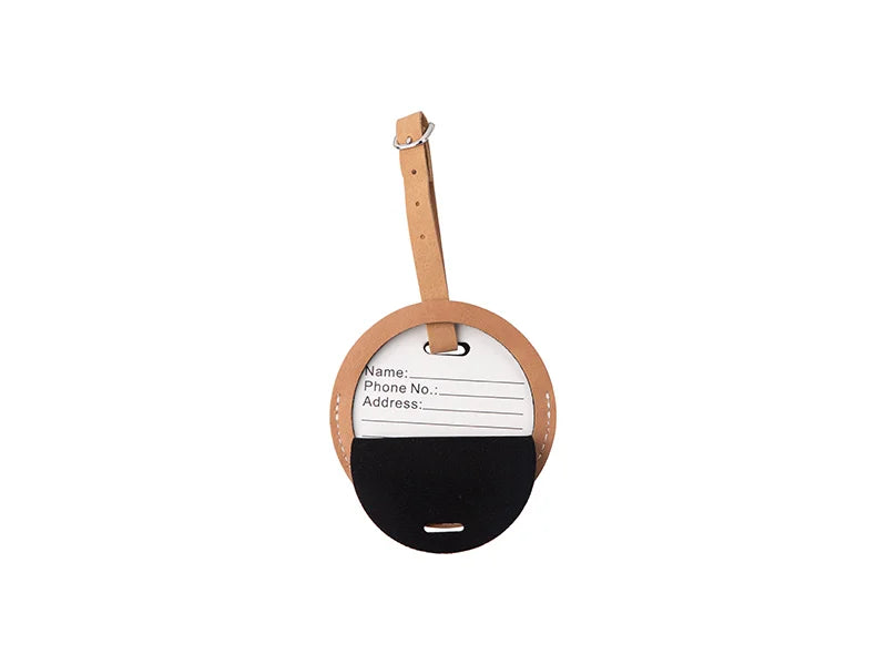 Sublimation Double Side PU Leather Luggage Tag (Brown, Round Shape)