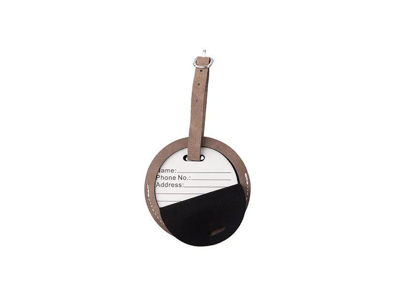 Sublimation Double Side PU Leather Luggage Tag (Gray, Round Shape)