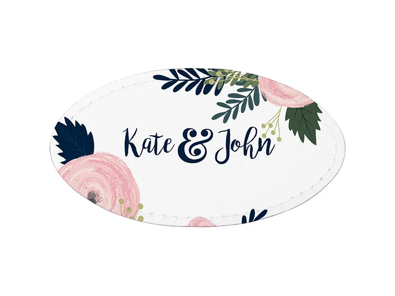 Sublimation PU Leather Badge Name Tag (White, Oval)