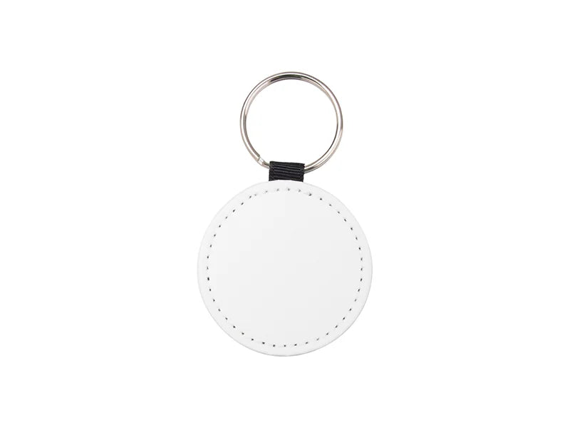Sublimation Glitter PU Leather Key Chain(Round, Black)