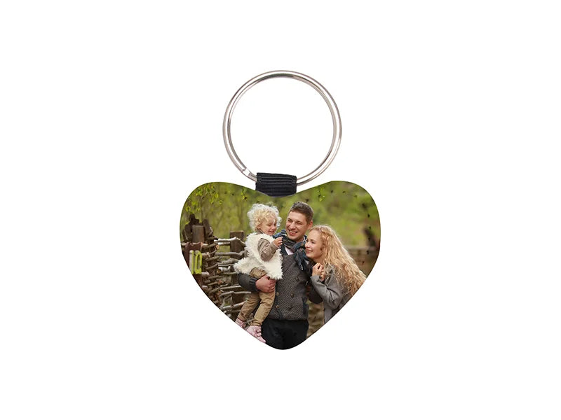 Sublimation Glitter PU Leather Key Chain (Heart, Pink)