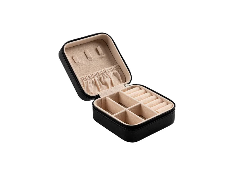 Sublimation Blanks PU Jewelry Box w/insert (10*10*5cm,Black)