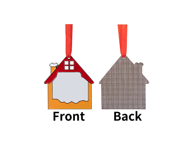 3” Sublimation Blank Red House Metal Ornament