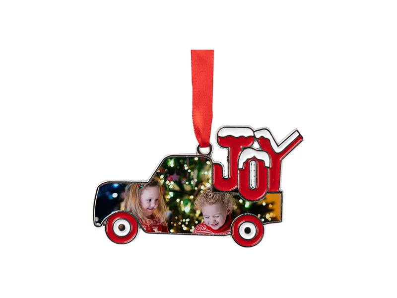3” Sublimation Blank Christmas JOY Truck Metal Ornament