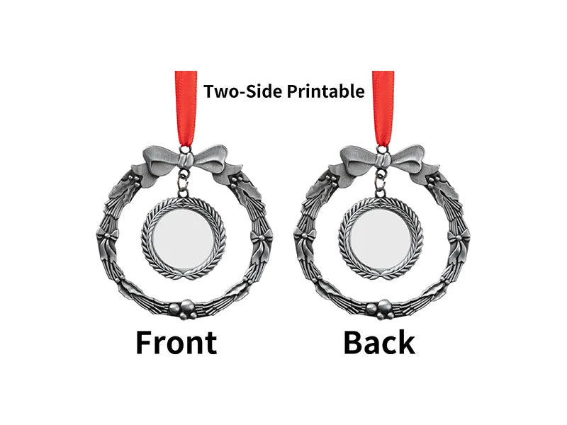 Round Sublimation Blank Wreath Metal Ornament