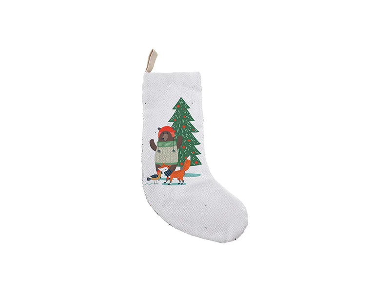 Sublimation Sequin Christmas Stocking (white w/ Silver)