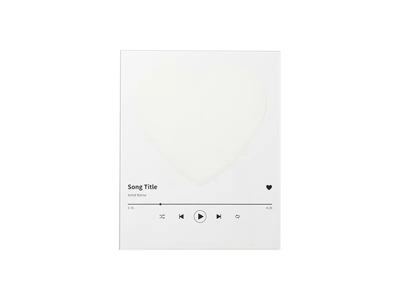 Sublimation Blanks Heart-shape Glass Photo Frame w/ White Patch (Music, 20*25cm)