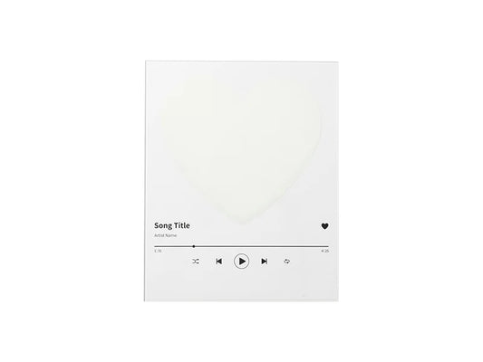 Sublimation Blanks Heart-shape Glass Photo Frame w/ White Patch (Music, 20*25cm)
